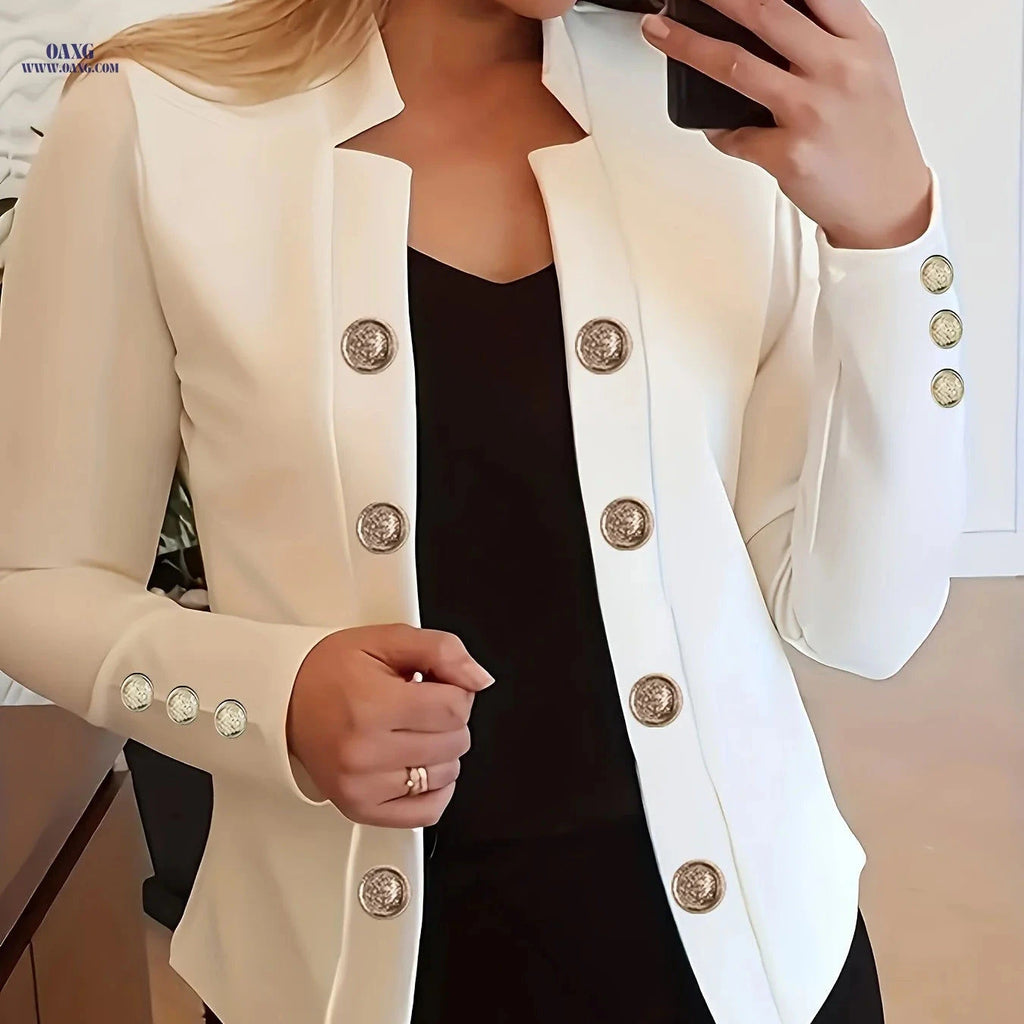 OAXG Women's Long Sleeve Casual Jacket - Solid Color, Thin Design   OAXG 