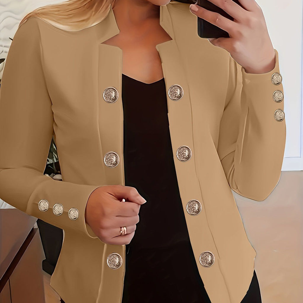 OAXG Women's Long Sleeve Casual Jacket - Solid Color, Thin Design   OAXG White / S