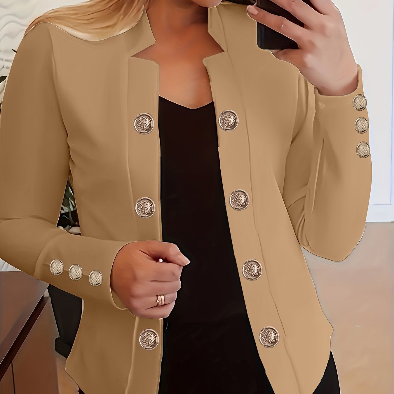 OAXG Women's Long Sleeve Casual Jacket - Solid Color, Thin Design   OAXG White / S