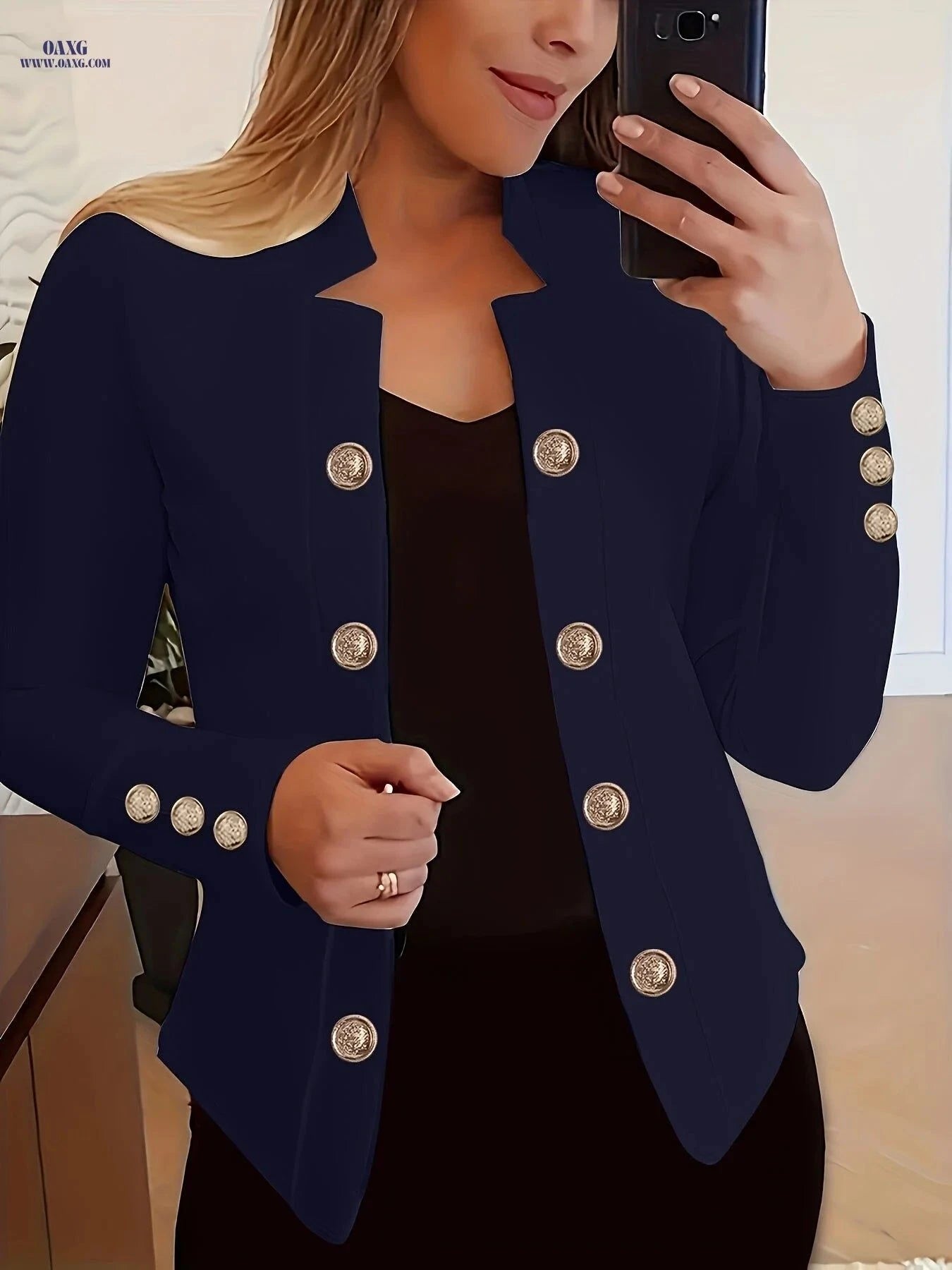 OAXG Women's Long Sleeve Casual Jacket - Solid Color, Thin Design   OAXG White / S