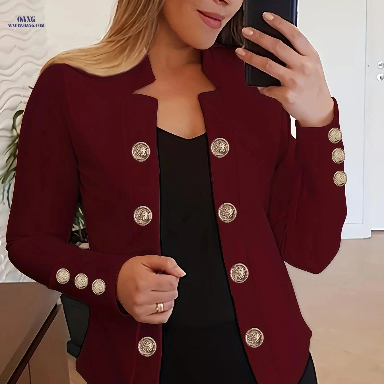 OAXG Women's Long Sleeve Casual Jacket - Spring/Fall Solid Color   OAXG 