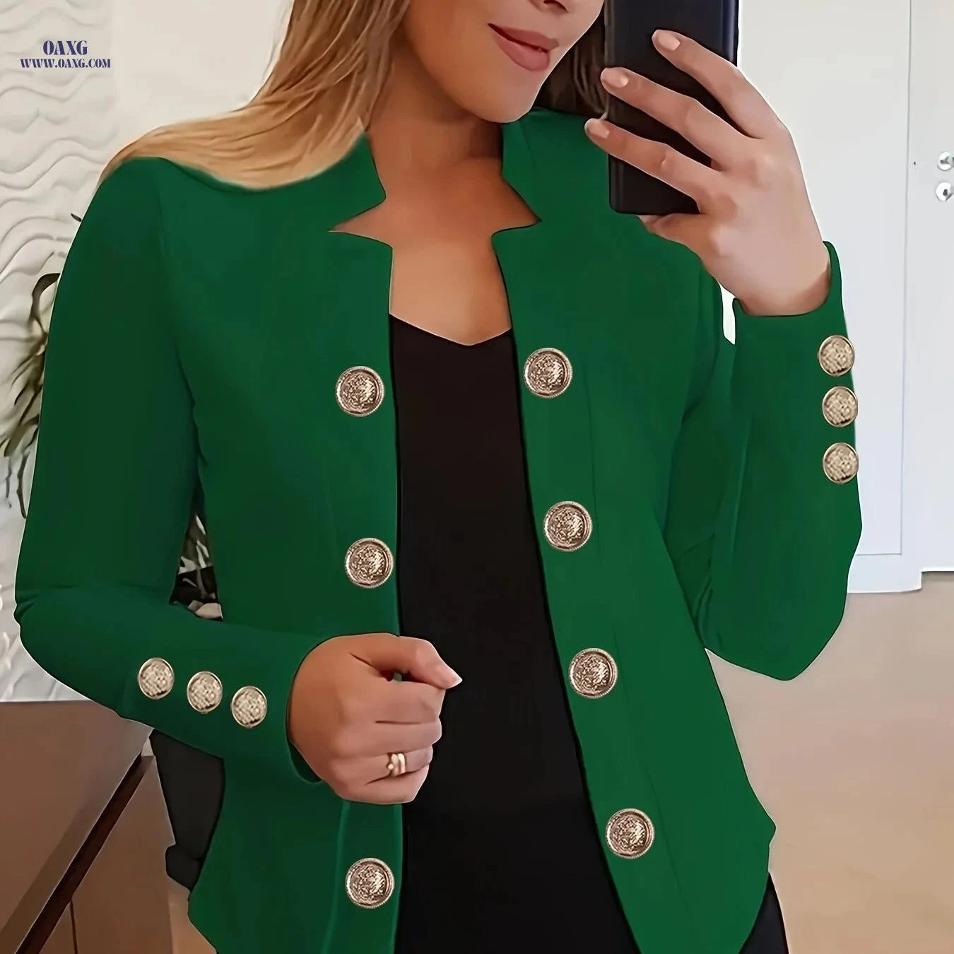 OAXG Women's Long Sleeve Casual Jacket - Spring/Fall Solid Color   OAXG White / S