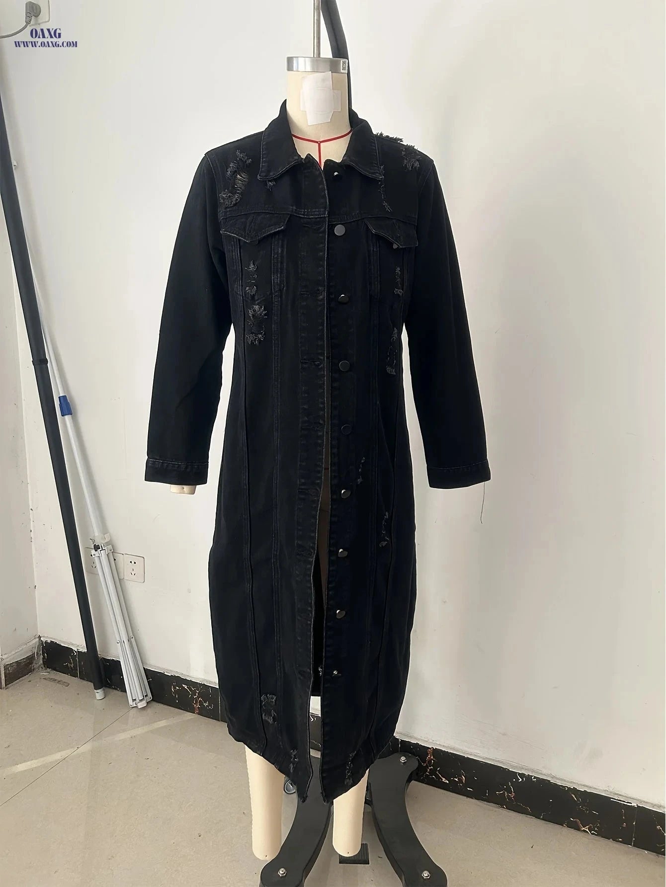 OAXG Women's Long Sleeve Casual Trench Coat - Solid Color, Fall Style   OAXG 
