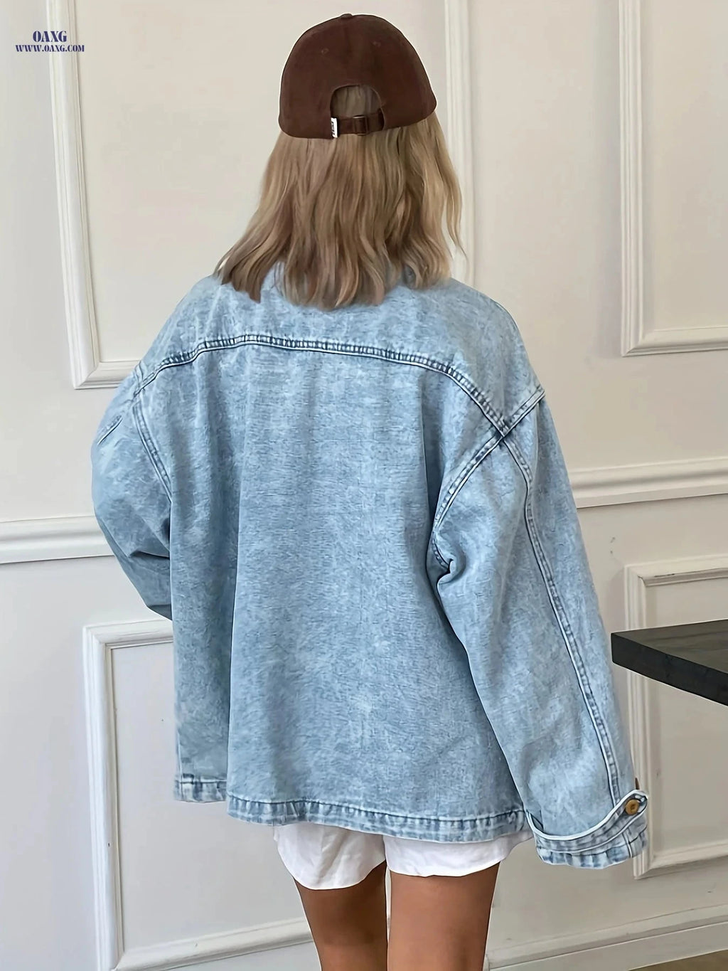 OAXG Women's Long Sleeve Denim Jacket - Slim Fit, Casual Style   OAXG 
