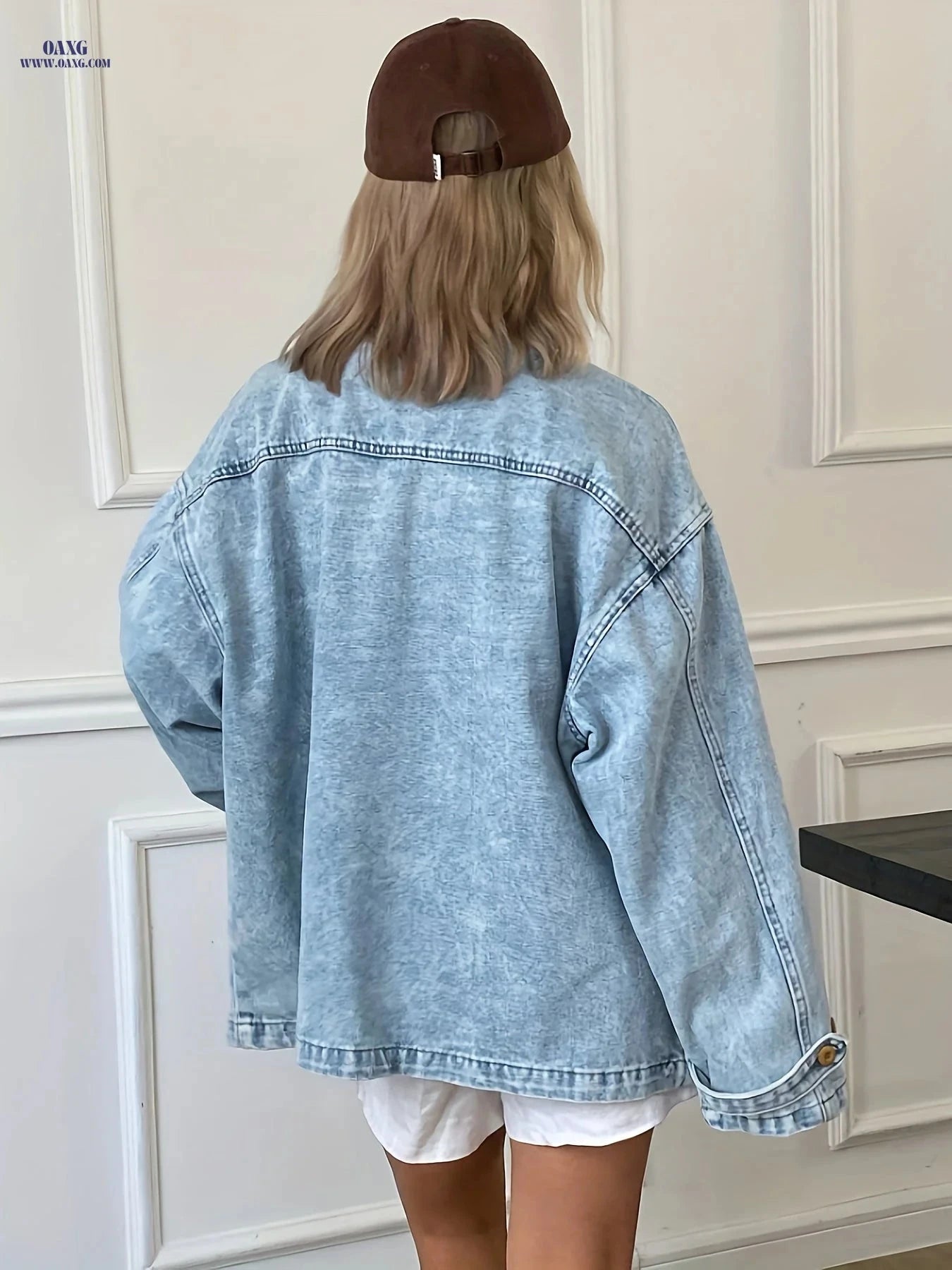 OAXG Women's Long Sleeve Denim Jacket - Slim Fit, Casual Style   OAXG 