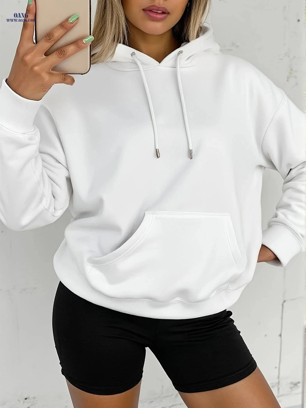 OAXG Women’s Long Sleeve Hoodie - Elegant Solid Color Pullover   OAXG 