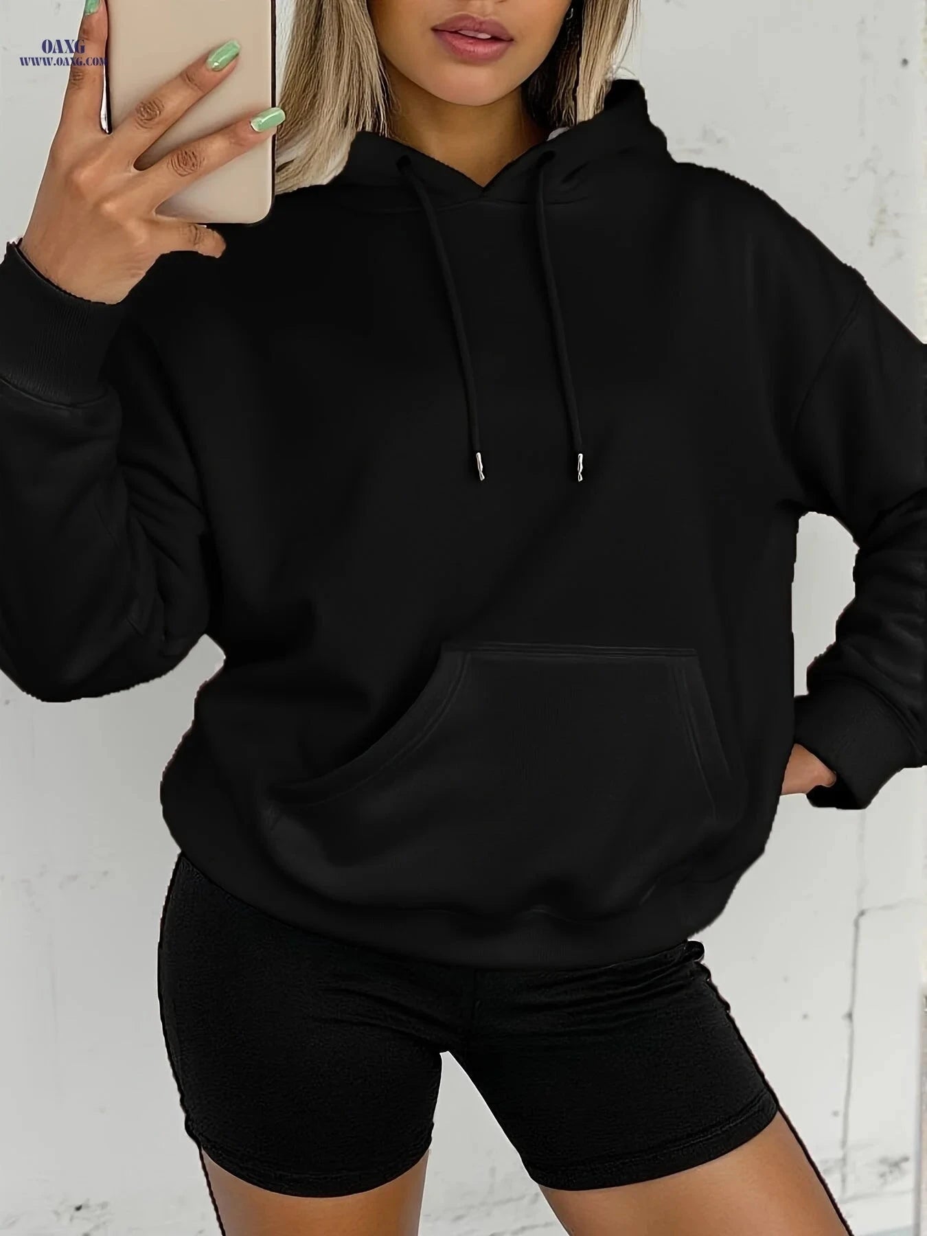 OAXG Women’s Long Sleeve Hoodie - Elegant Solid Color Pullover   OAXG 