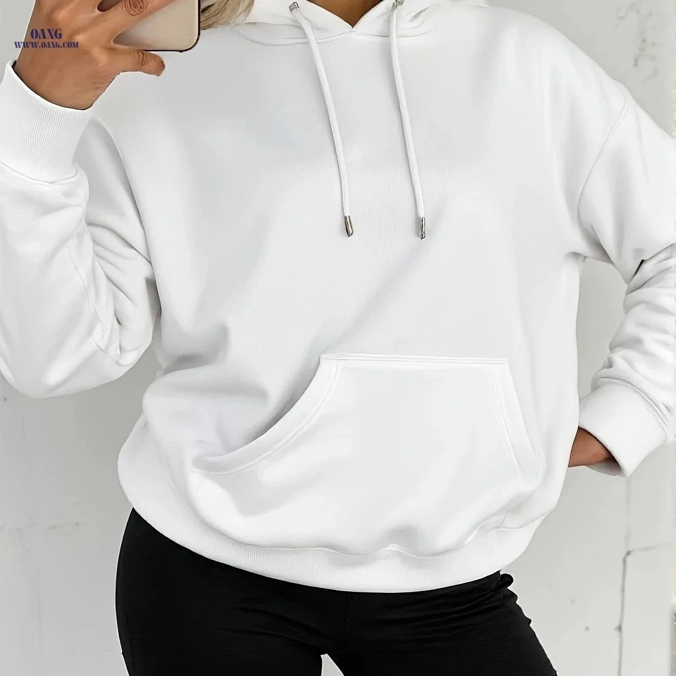 OAXG Women’s Long Sleeve Hoodie - Elegant Solid Color Pullover   OAXG Dark Purple / XS