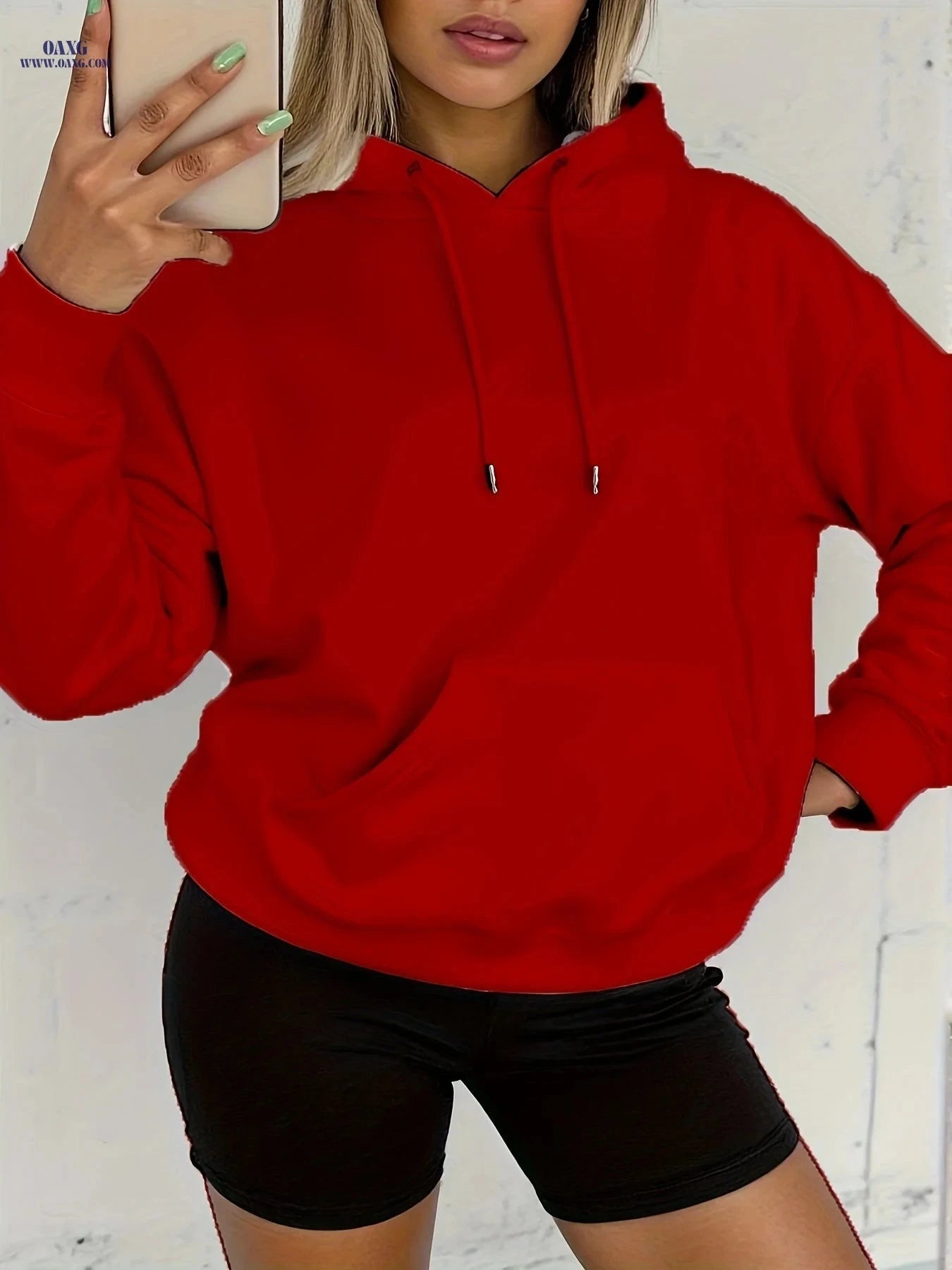 OAXG Women’s Long Sleeve Hoodie - Elegant Solid Color Pullover   OAXG 