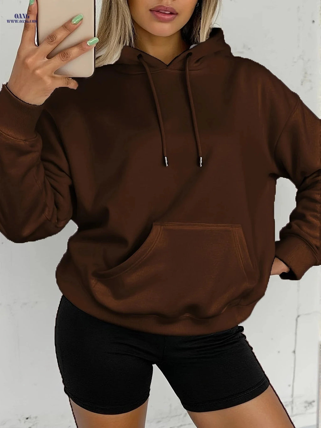 OAXG Women’s Long Sleeve Hoodie - Elegant Solid Color Pullover   OAXG 