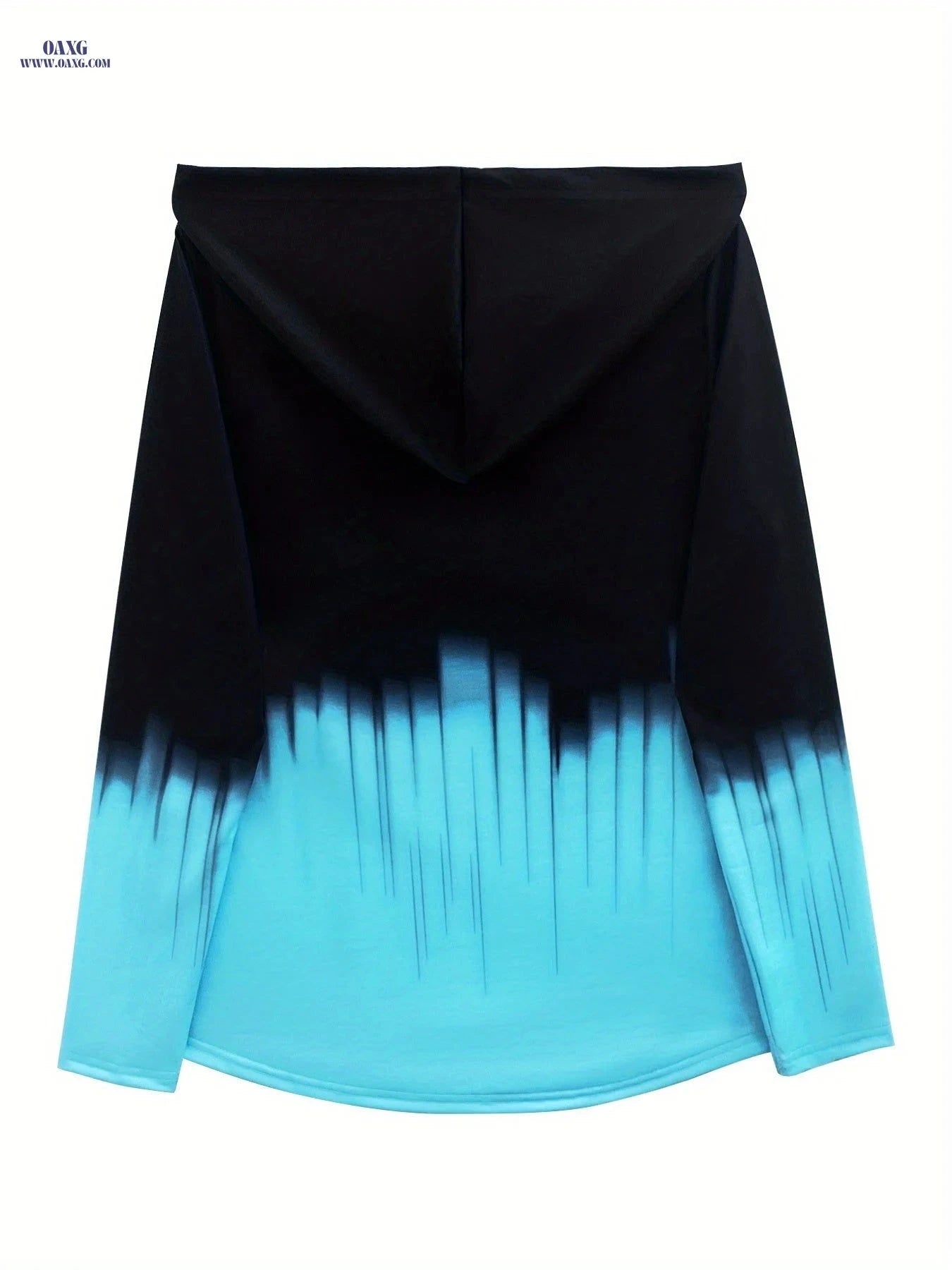 OAXG Women's Long Sleeve Zip Top - Stylish Gradient Color Print   OAXG 