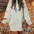 OAXG Women's Midi Sweater - Loose Knit Crew Neck Style   OAXG White / S