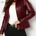 OAXG Women's Minimalist Biker Jacket - Elegant Zipper Design Top   OAXG 
