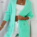 OAXG Women's Mint Green Cardigan - Open Front with Pockets   OAXG Viridity / S