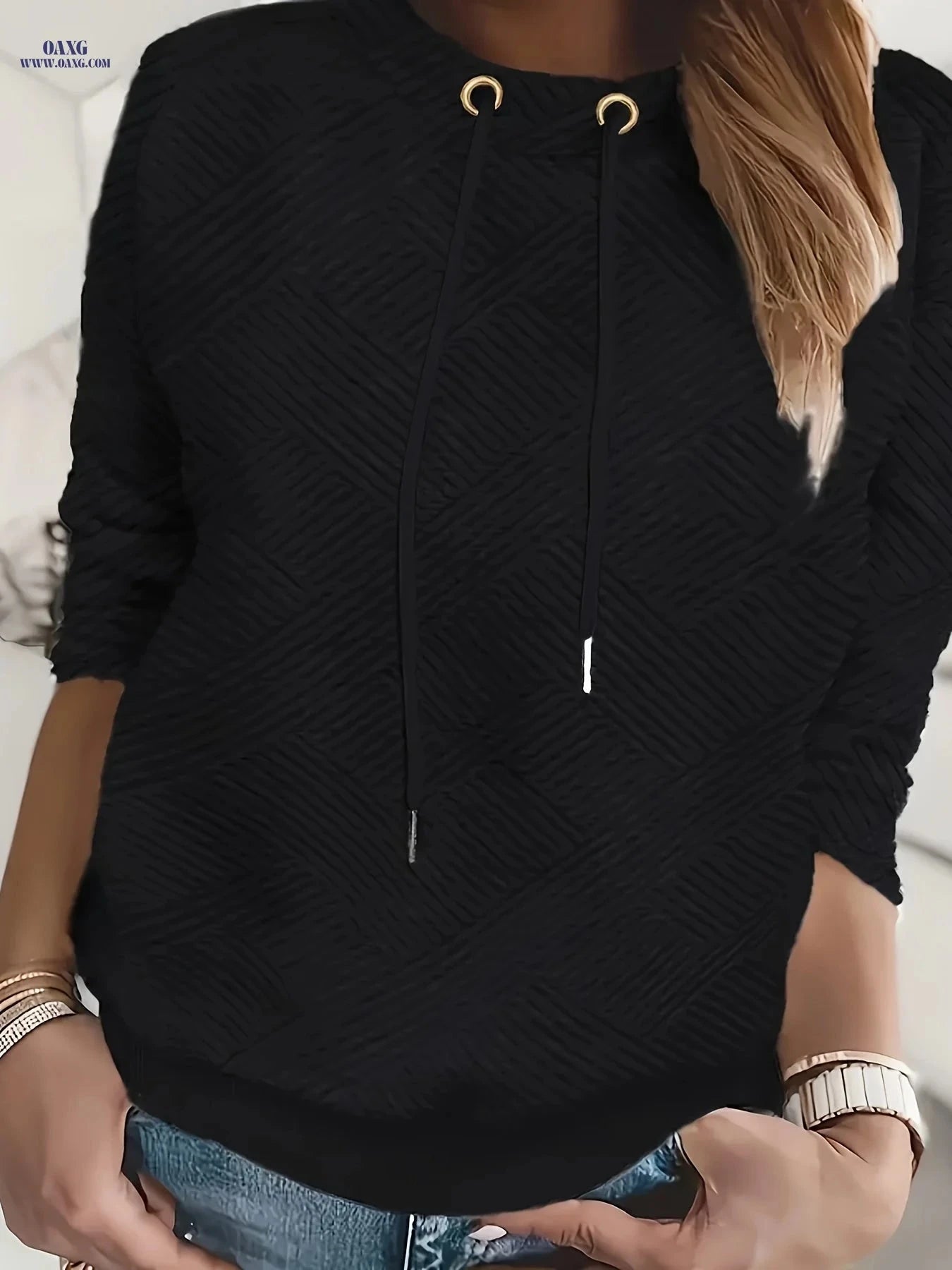 OAXG Women's Mock Neck Pullover Sweatshirt - Elegant Fall Style   OAXG 