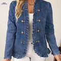 OAXG Women's Open Cardigan Denim Jacket - Elegant Casual Style   OAXG 