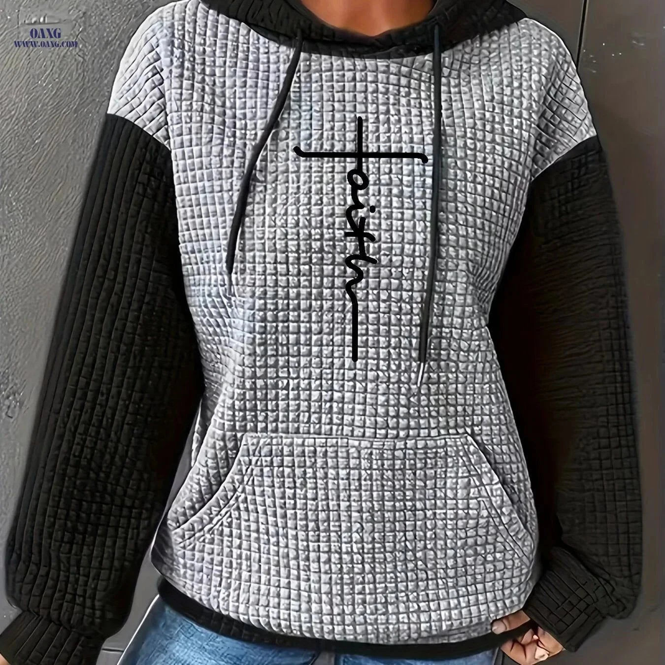 OAXG Women's Oversized Casual Hoodie - Cozy Fall Sweatshirt   OAXG Black / S