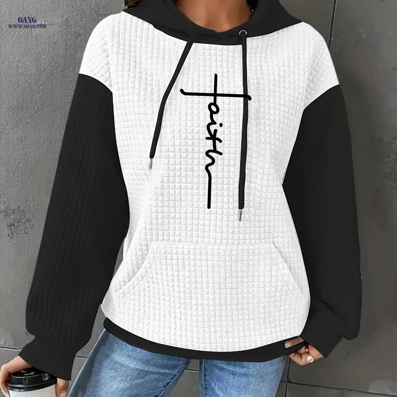 OAXG Women's Oversized Casual Hoodie - Cozy Fall Sweatshirt   OAXG Black / S