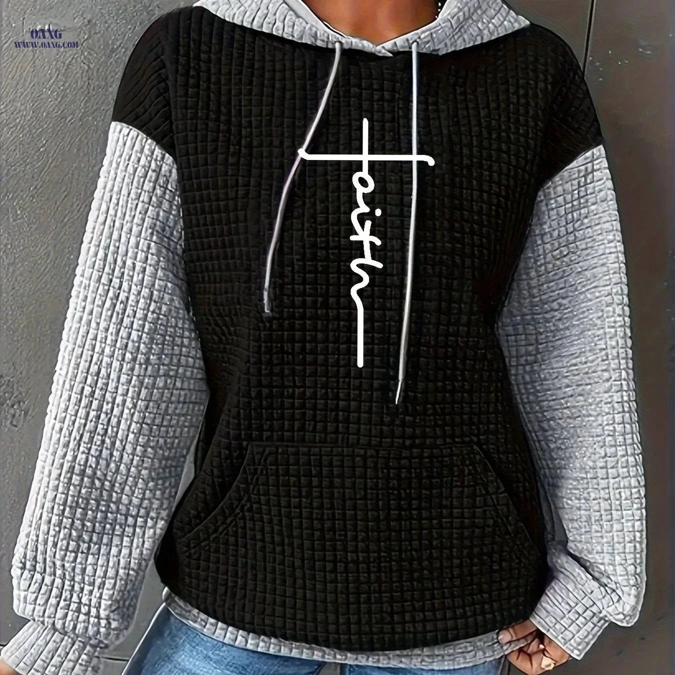 OAXG Women's Oversized Casual Hoodie - Cozy Fall Sweatshirt   OAXG Black / S