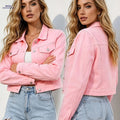 OAXG Women's Pink Denim Jacket - Casual Fall/Winter Style   OAXG 