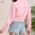 OAXG Women's Pink Denim Jacket - Versatile Spring/Fall Fashion   OAXG 