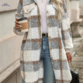 OAXG Women's Plaid Fuzzy Jacket - Casual Long Sleeve for Winter   OAXG Mixed colors / S