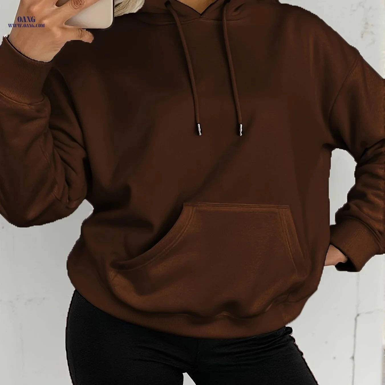 OAXG Women's Pullover Hoodie - Elegant Solid Color Casual Style   OAXG Dark Purple / XS