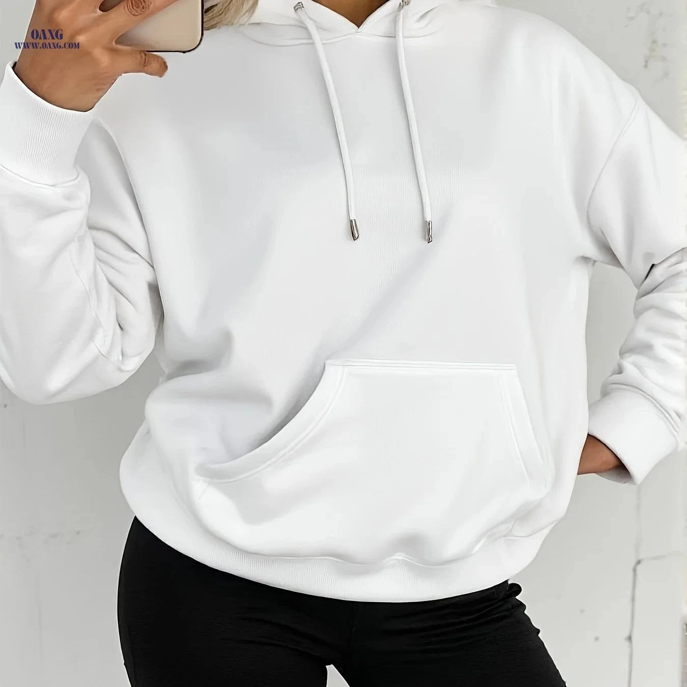OAXG Women's Pullover Hoodie - Elegant Solid Color Casual Style   OAXG Dark Purple / XS