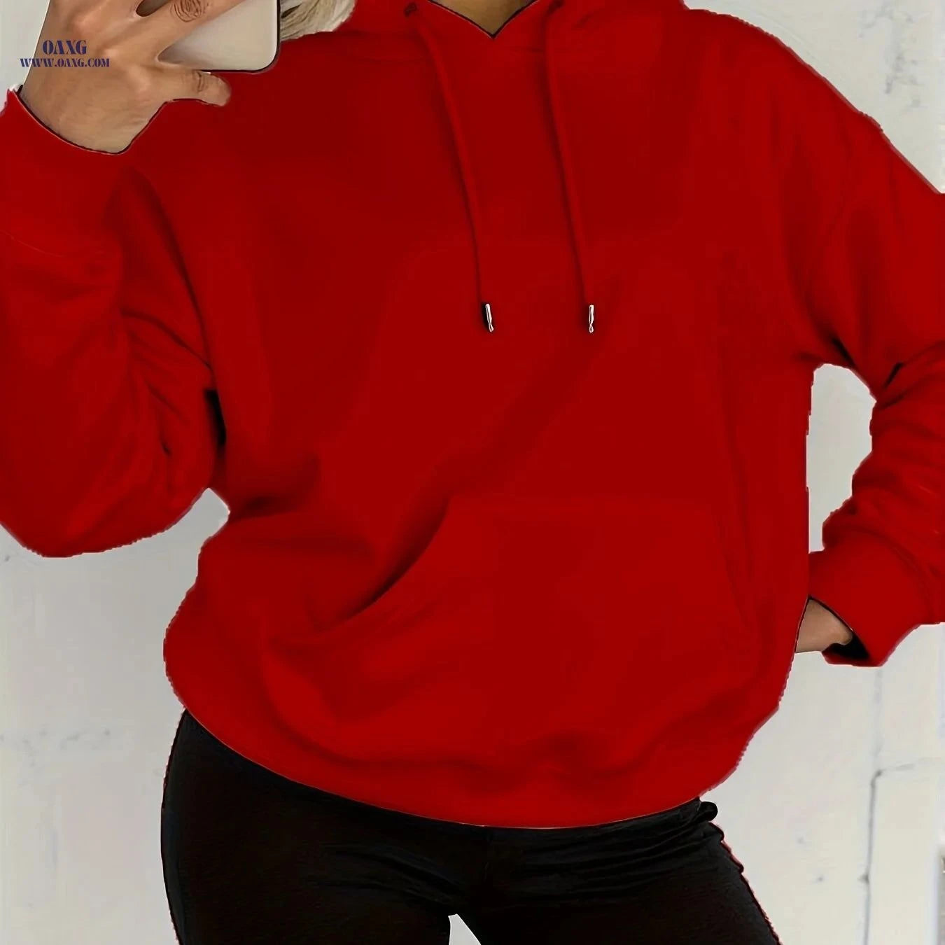 OAXG Women's Pullover Hoodie - Elegant Solid Color Casual Style   OAXG Dark Purple / XS