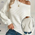 OAXG Women's Pullover Sweater - Elegant Batwing Sleeves, Knit Fabric   OAXG White / S