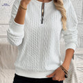 OAXG Women's Quarter Zip Sweatshirt - Casual Pullover for Fall   OAXG White / S