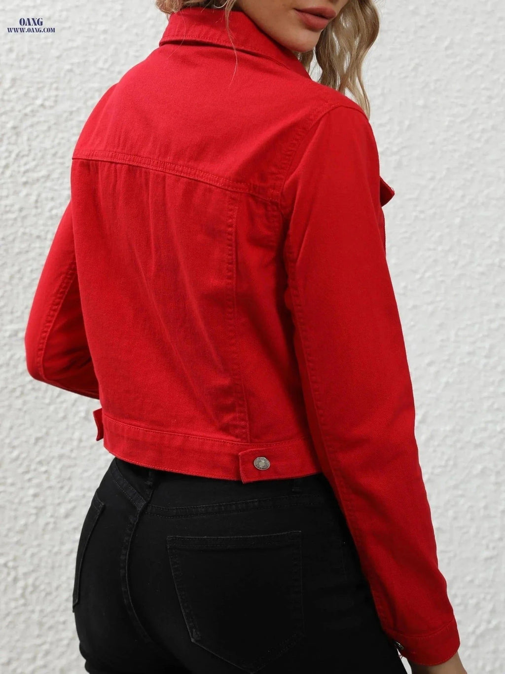 OAXG Women's Red Cowboy Jacket - Slim Fit Long Sleeve Casual Top   OAXG Red / XS