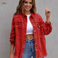 OAXG Women's Ripped Denim Jacket - Candy Color Boho Style   OAXG 