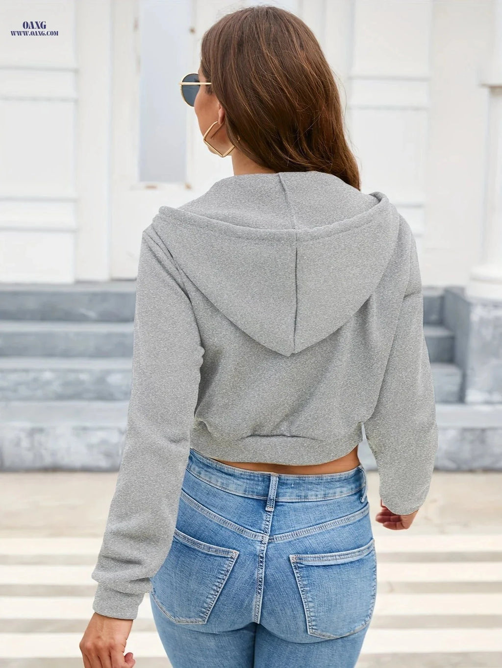 OAXG Women's Short Hoodie with Zipper - Casual Spring/Fall Wear   OAXG Black / S