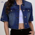 OAXG Women's Short Sleeve Denim Jacket - Fashionable Summer Essential   OAXG 