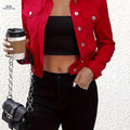 OAXG Women's Slim-fit Denim Jacket - Elegant Long Sleeve Fall Coat   OAXG 