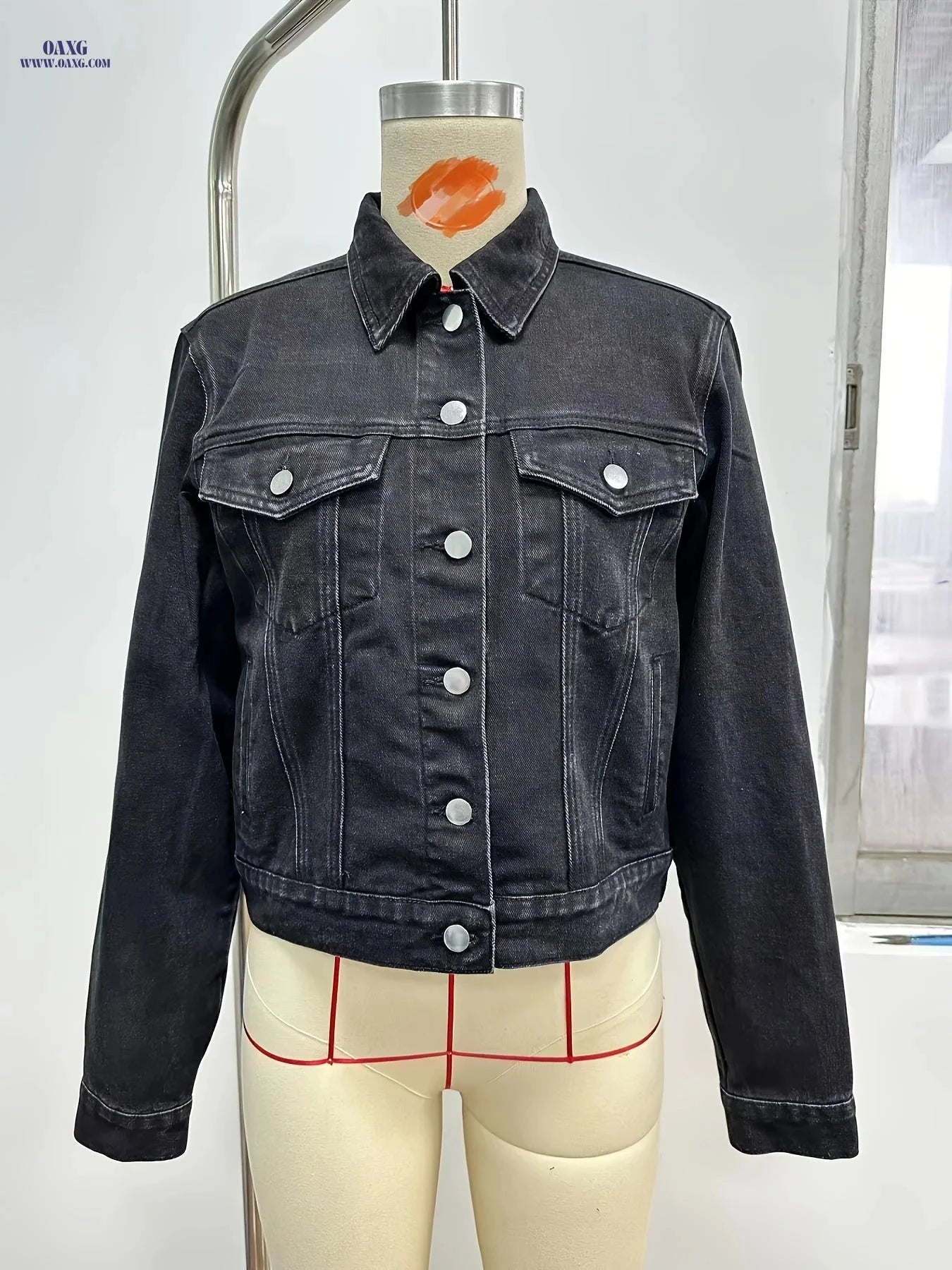 OAXG Women's Slim-Fit Denim Jacket - Versatile Spring-Autumn Style   OAXG 