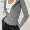 OAXG Women's Slim-Fit Hooded Jacket - Casual Long Sleeve Design   OAXG Slate Grey / S