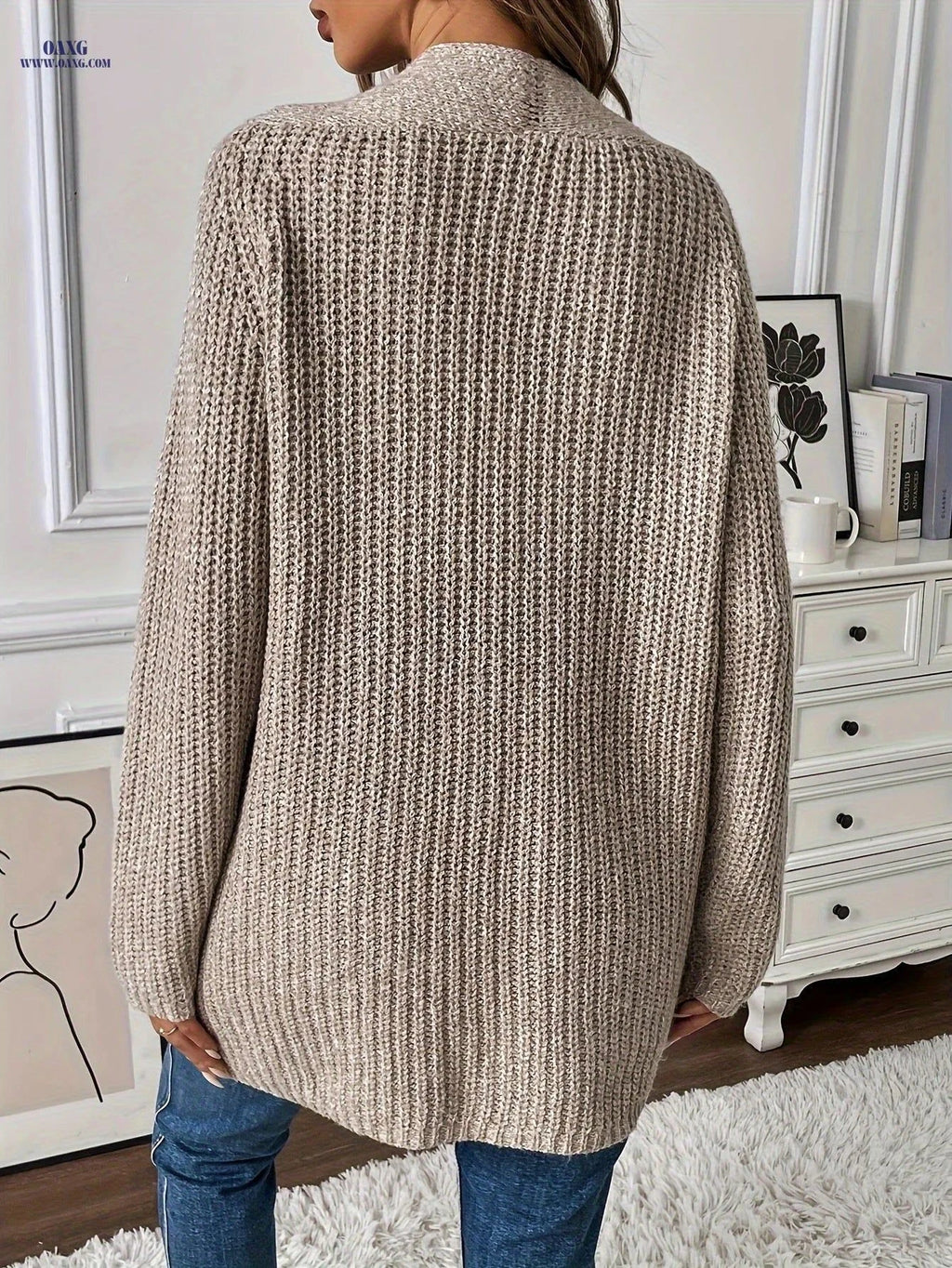 OAXG Women's Solid Color Cardigan - Cozy Korean Style Top   OAXG Tawny / S