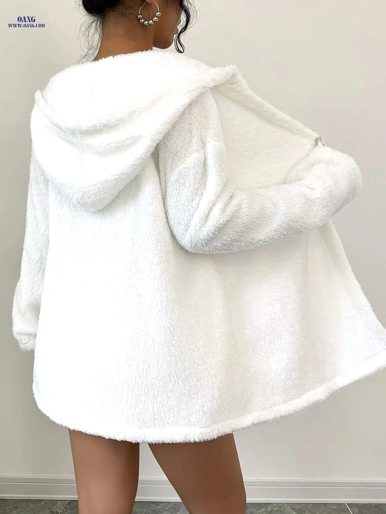 OAXG Women's Solid Color Cardigan - Elegant Knit for Fall/Winter   OAXG White / S