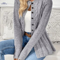 OAXG Women’s Solid Color Cardigan - Long Sleeve & Casual Style   OAXG Light Grey / S