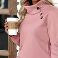 OAXG Women's Solid Color Sweatshirt - Casual Long Sleeve for Fall   OAXG Pink / S