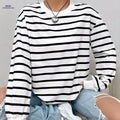 OAXG Women’s Striped Sweatshirt - Elegant Crew Neck, Long Sleeve   OAXG 