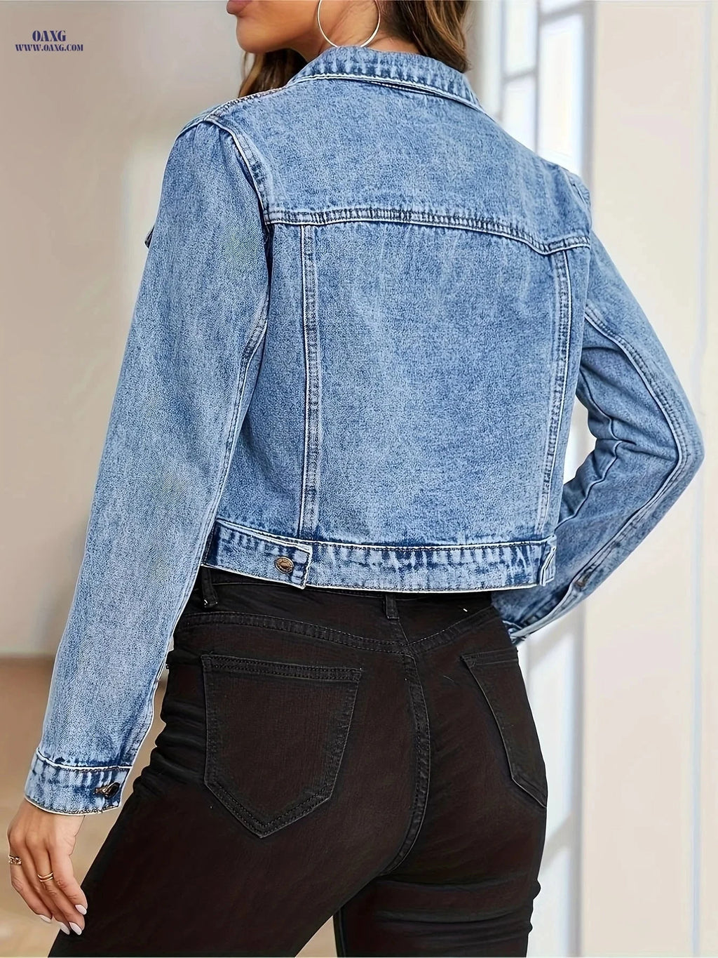 OAXG Women’s Summer Denim Jacket - Regular Fit, Long Sleeve Style   OAXG 