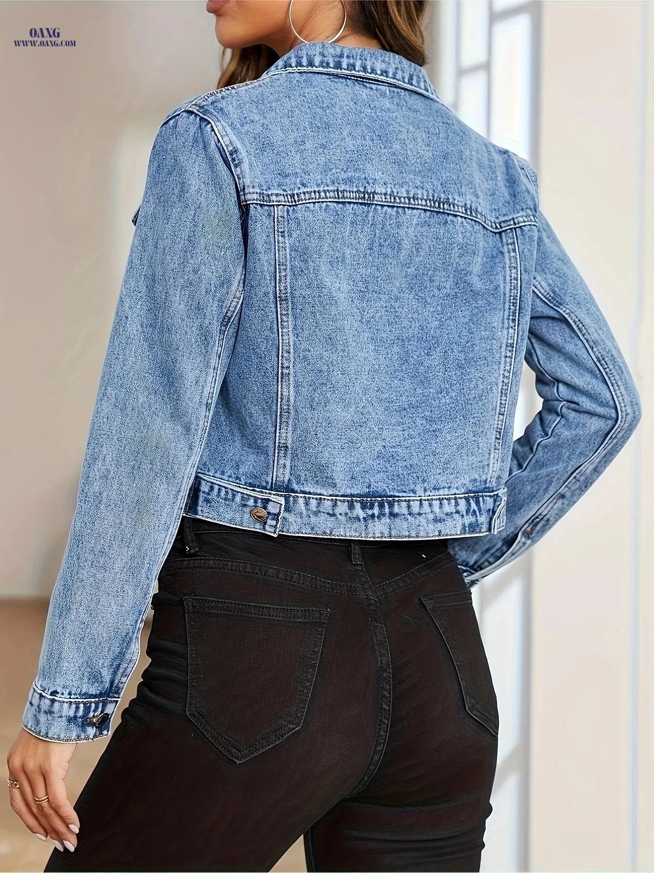 OAXG Women’s Summer Denim Jacket - Regular Fit, Long Sleeve Style   OAXG 