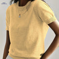 OAXG Women's Summer Short Sleeve Sweater - Solid Color & Casual Style   OAXG Yellow / S