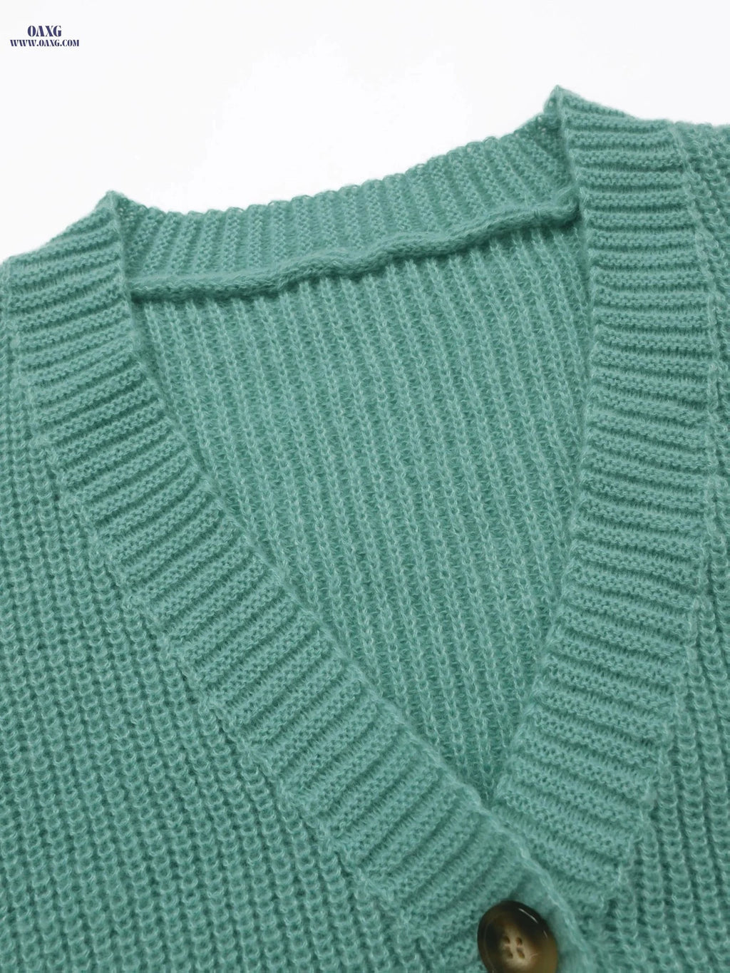 OAXG Women's V-Neck Button Cardigan - Casual Fall/Winter Wear   OAXG Army Green / S