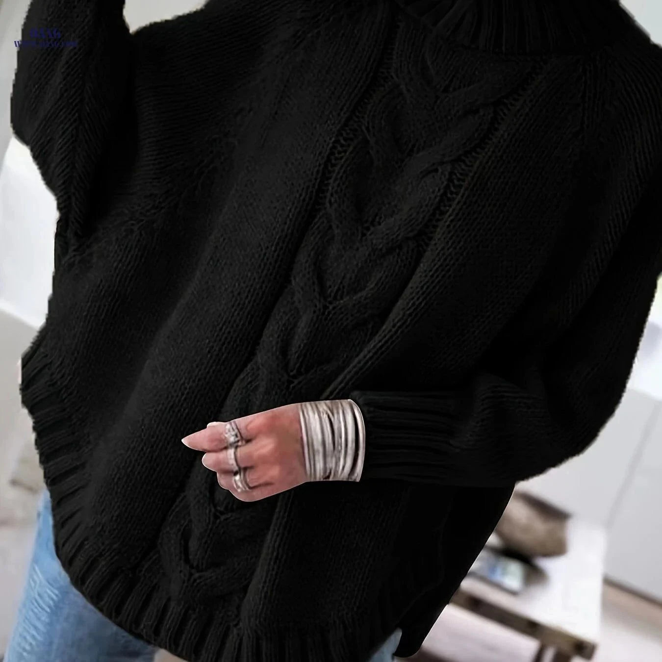OAXG Women's Vintage High-Neck Sweater - Cozy Loose Fit Pullover   OAXG Dark Gray / S