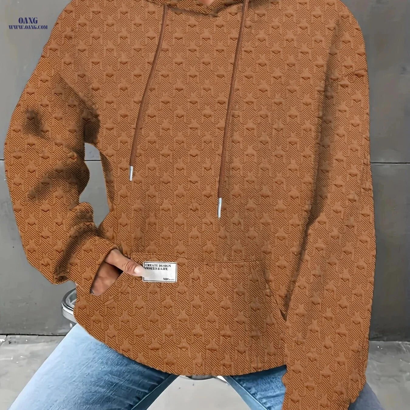 OAXG Women's Waffle Hooded Sweatshirt - Cozy Solid Color Design   OAXG Dark Gray / S