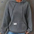 OAXG Women's Waffle Hooded Sweatshirt - Cozy Solid Color Design   OAXG Dark Gray / S